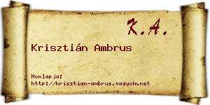 Krisztián Ambrus névjegykártya